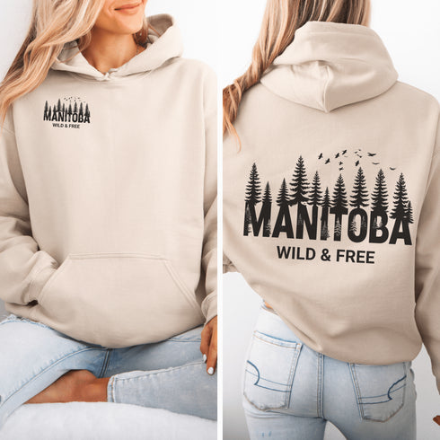 This striking design showcases a serene forest scene that reflects the natural charm and rugged landscapes of Manitoba.